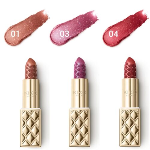 سواچ رژ لب متالیک فوق العاده درخشان کیکو مدل Holiday Première Sparkling Lipstick Kiko Milano