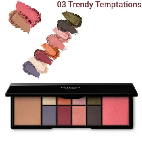 پالت صورت کیکو میلانو شامل سایه چشم، برانزر و رژگونه مدل اسمارت کیکو میلانو کد -۳ Smart Eyes And Face Palette Kiko Milano