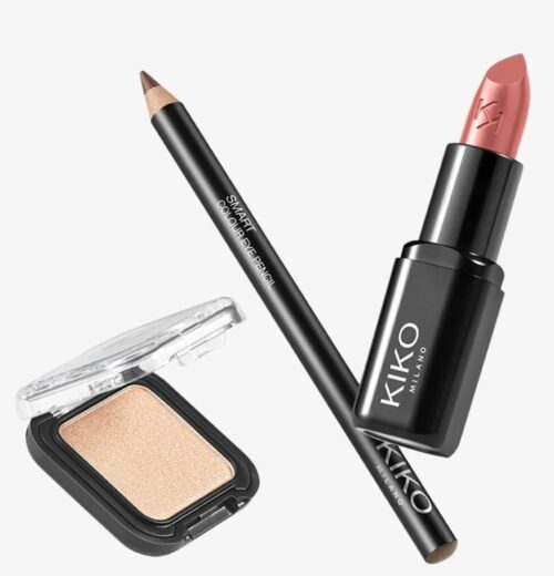 تصویر کیت کادویی ۴تکه شامل مداد چشم، رژ لب، سایه و هایلایتر کیکو میلانو مدل All You Need Make Up Set Kiko Milano