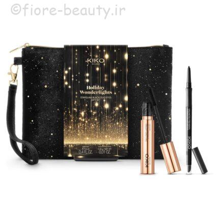 ست ریمل حجم دهنده پانوراما، مداد چشم و کیف آرایشی کیکو میلانو Holiday wonderlights stayglam black duo eyes gift set kiko Milano