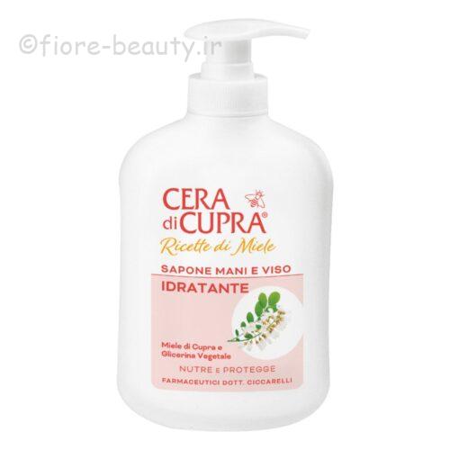 صابون شوینده و مرطوب کننده دست و صورت و بدن چرادی‌کوپرا، حاوی عسل، گلیسیرین و شکوفه های بادام ۲۰۰ میل