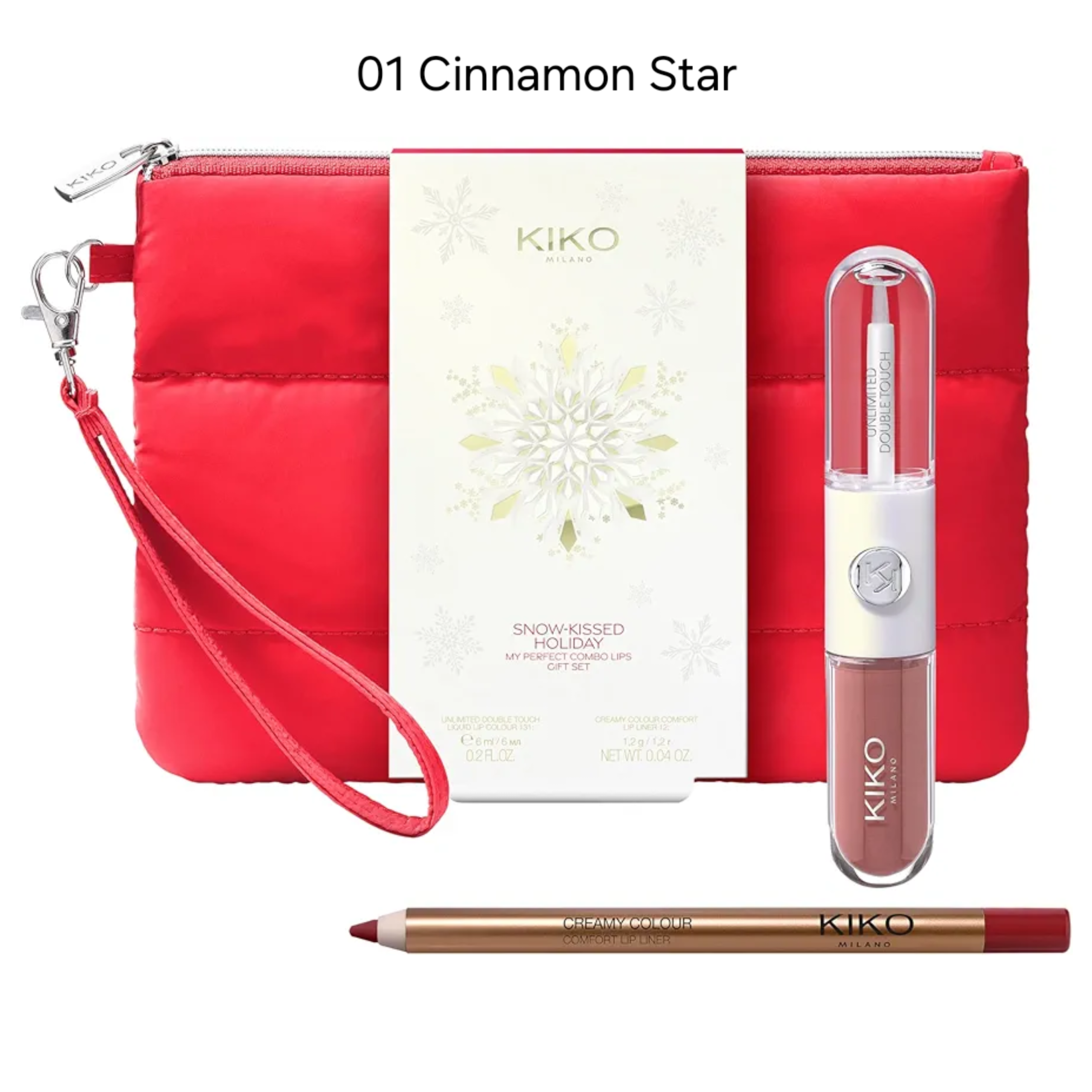 Polish_20260905_202308773 ست رژ دو مرحله ای و مداد لب کیکو میلانو KIKO Milano Snow-Kissed Holiday My Perfect Combo Lips Gift Set – 01 Cinnamon Star - Image 1